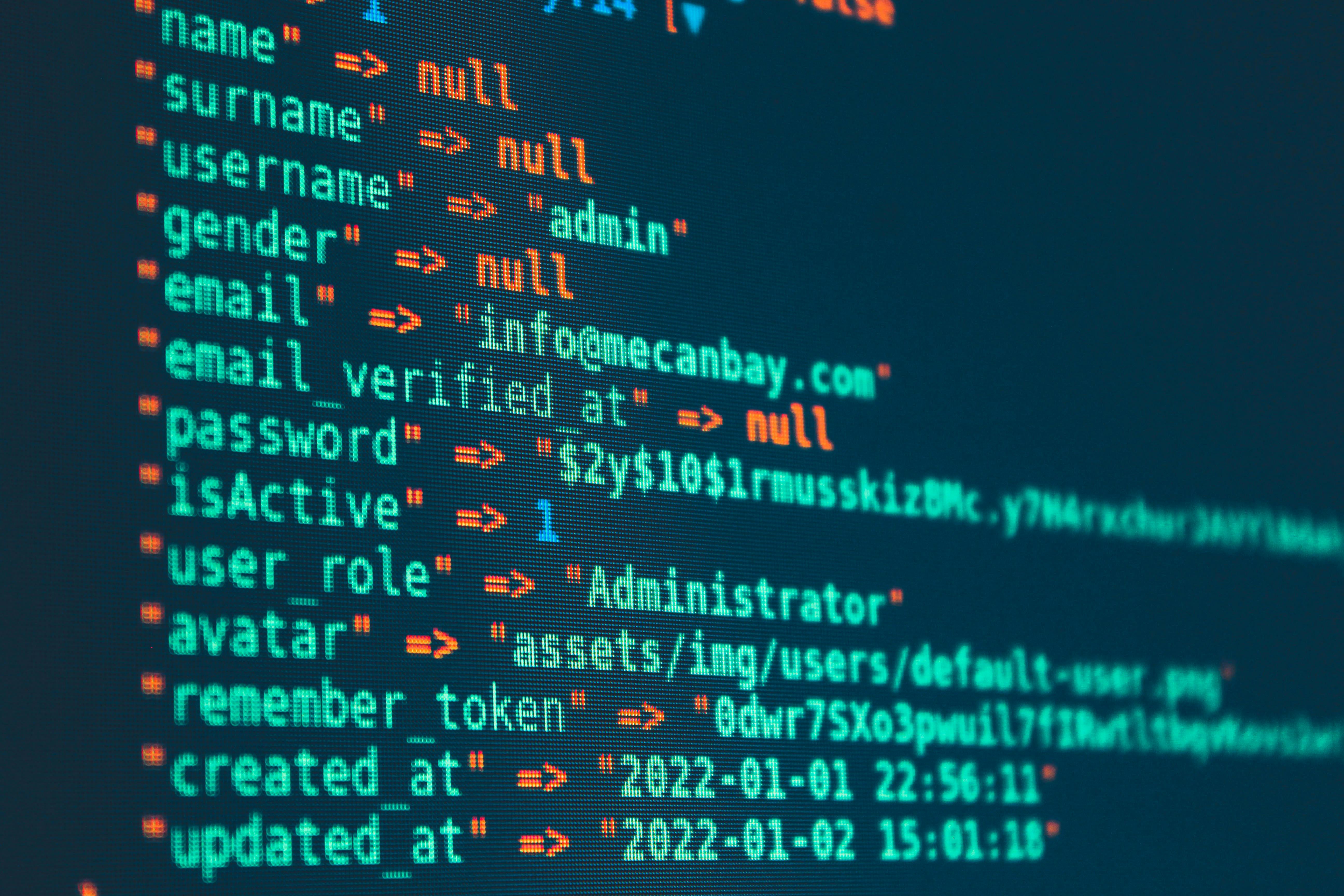 API Backend code on monitor
